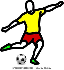 Football Soccer Player Kicking Ball Vector Illustration