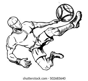 Football. Soccer player kicking ball. vector illustration.