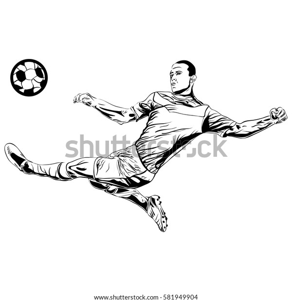 Football Soccer Player Kicking Ball Sketch Stock Vector Royalty Free