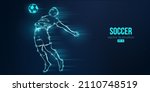 football soccer player man in action isolated blue background. Vector illustration