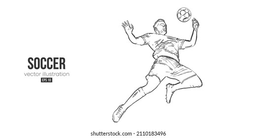 football soccer player man in action isolated white background. Vector illustration