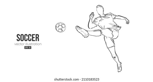 football soccer player man in action isolated white background. Vector illustration