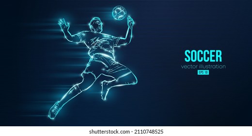 football soccer player man in action isolated blue background. Vector illustration