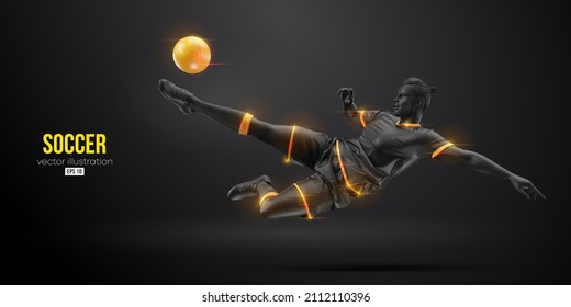 football soccer player man in action isolated black background. Vector illustration - Shutterstock ID 2112110396