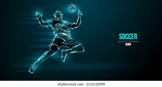 football soccer player man in action isolated blue background. Vector illustration