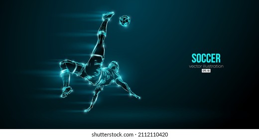 football soccer player man in action isolated blue background. Vector illustration