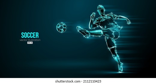 football soccer player man in action isolated blue background. Vector illustration