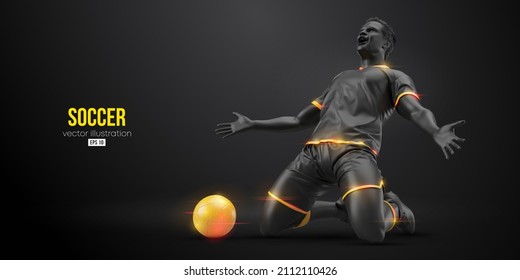 football soccer player man in action isolated black background. Vector illustration - Shutterstock ID 2112110426