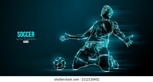 football soccer player man in action isolated blue background. Vector illustration