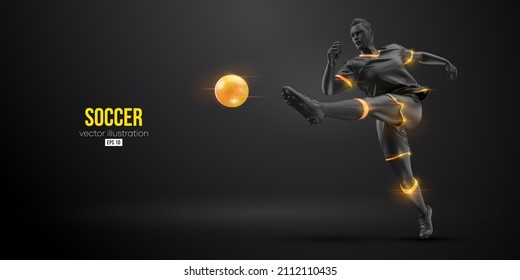football soccer player man in action isolated black background. Vector illustration - Shutterstock ID 2112110435