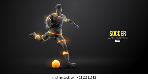 football soccer player man in action isolated black background. Vector illustration - Shutterstock ID 2112111812