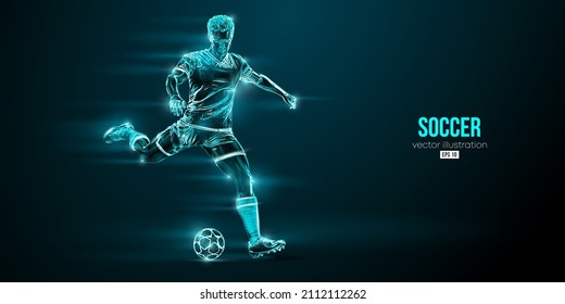 football soccer player man in action isolated blue background. Vector illustration