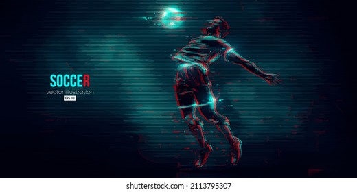 football soccer player man in action isolated blue background. Vector illustration