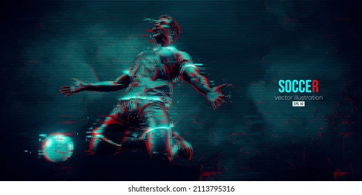 football soccer player man in action isolated blue background. Vector illustration