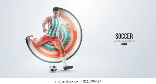 football soccer player man in action isolated white background. Vector illustration