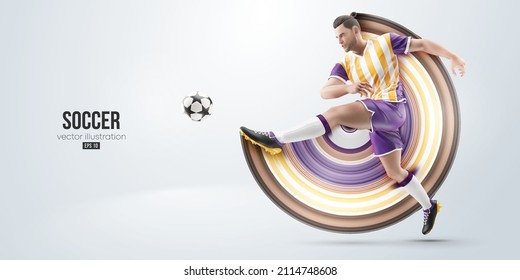 football soccer player man in action isolated white background. Vector illustration