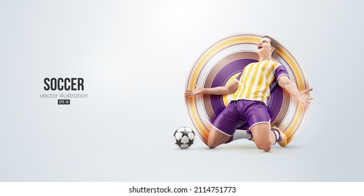 football soccer player man in action isolated white background. Vector illustration