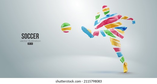 football soccer player man in action isolated white background. Vector illustration