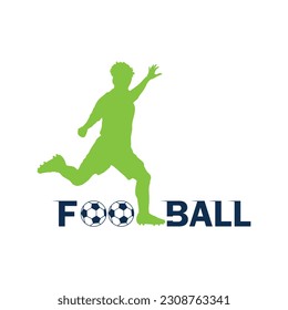 Football soccer player man in action with creative text white background. Vector illustration