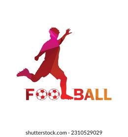 Football soccer player man in action with creative text white background. Vector illustration