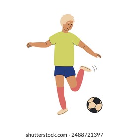 Football soccer player man in action isolated white background. Hand drawn vector illustration