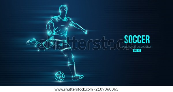 football soccer player man in action\
isolated blue background. Vector\
illustration