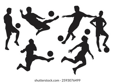 football soccer player pose silhouette vector illustration