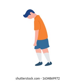 Football soccer player reactions after get red card flat illustration vector