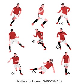 Football soccer player set of isolated characters. suitable for a football themes. Vector illustration.