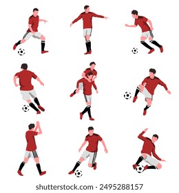 Football soccer player set of isolated characters. suitable for a football themes. Vector illustration.