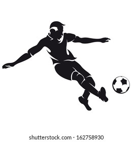 football (soccer) player silhouette with ball isolated 