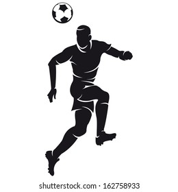 Football Soccer Player Silhouette Ball Isolated Stock Vector (Royalty ...