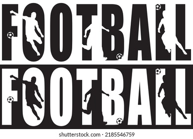 Football Soccer player silhouette with ball. High quality isolated Logo. Sport player shooting on white and background. Vector illustration