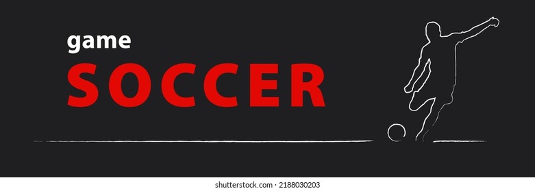 Football Soccer player silhouette with ball. High quality isolated Logo. Sport player shooting on black background. Vector illustration