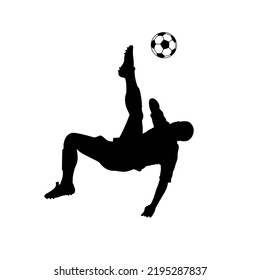 Football Soccer player silhouette with ball. Isolated Logo. Sport player shooting on white background. Vector illustration № 7. 