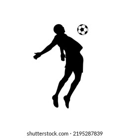 Football Soccer player silhouette with ball. Isolated Logo. Sport player shooting on white background. Vector illustration № 5. 