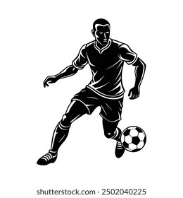 Football Soccer player silhouette with ball High quality isolated Logo