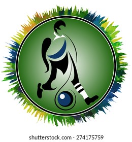 Football (soccer) player silhouette with ball isolated
