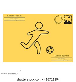 football (soccer) player silhouette with ball isolated