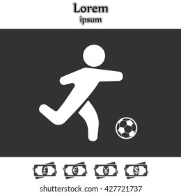 football (soccer) player silhouette with ball isolated