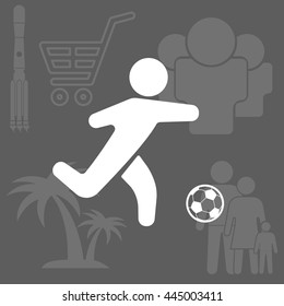 football (soccer) player silhouette with ball isolated