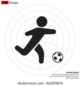 football (soccer) player silhouette with ball 