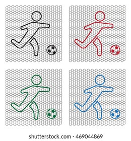 football (soccer) player silhouette with ball isolated