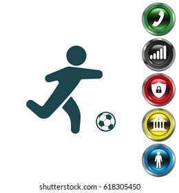 football (soccer) player silhouette with ball 