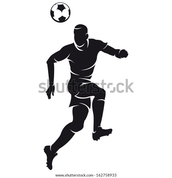 Football Soccer Player Silhouette Ball Isolated Stock Vector (Royalty ...