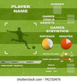 Football soccer player statistic vector illustration template