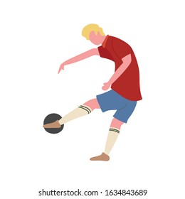 Football soccer player take a free kick Flat illustration vector