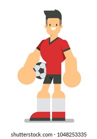 Football soccer player. Vector character design flat style.