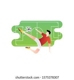 Football or soccer player vector illustration. Football player kicking ball Simple Flat vector illustration template Graphic Design. Football Sport Lifestyle design isolated on white background.