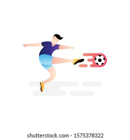 Football or soccer player vector illustration. Football player kicking ball Simple Flat vector illustration template Graphic Design. Football Sport Lifestyle design isolated on white background.